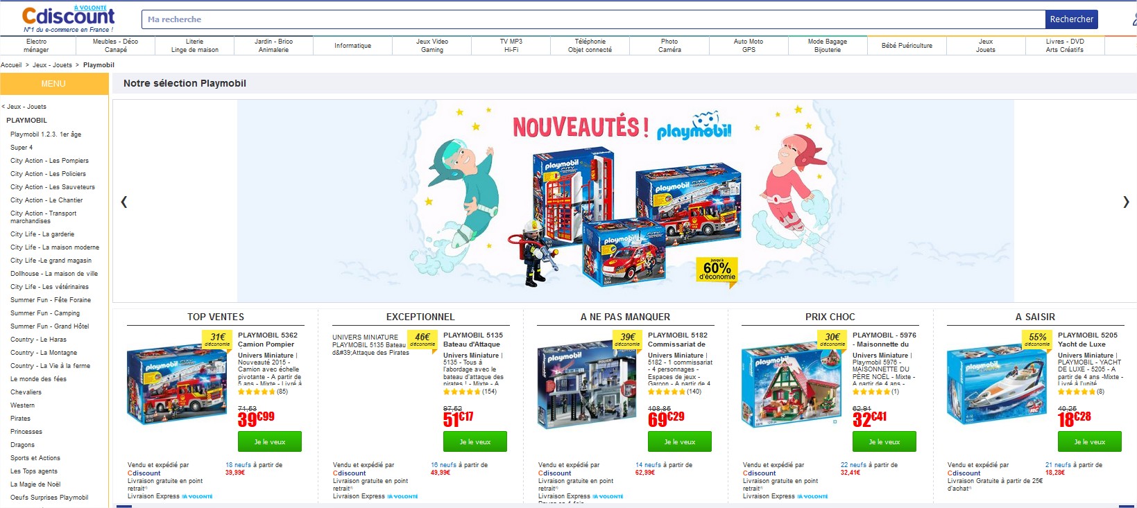 Playmobil - Achat  Vente Playmobil pas cher - Soldes d’hiver dès le 6 janvier Cdiscount - Mozilla Firefox
