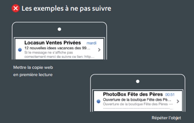mauvaises pratiques preheader email