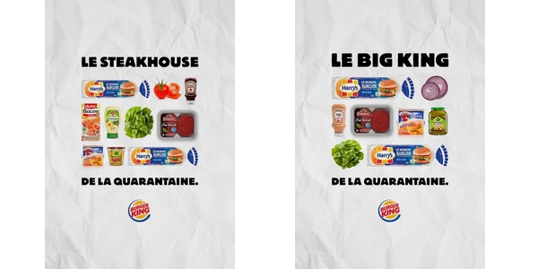2 infographies publiées par Burger King lors de sa campagne de communication durant la pandémie de Covid-19