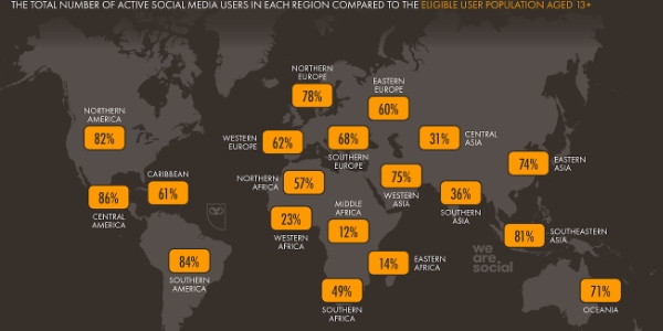 La carte du monde des utilisateurs de réseaux sociaux