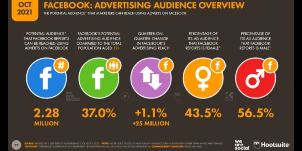 Les publicités Facebook permettent de toucher 37% de la population mondiale âgée de 13 ans et plus. 