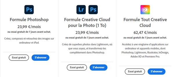 Pensez à Photoshop pour réaliser vos visuels social media ! En 2022, il est disponibles en 3 formules allant de 23,99 euros à 62,47 euros par mois. 
