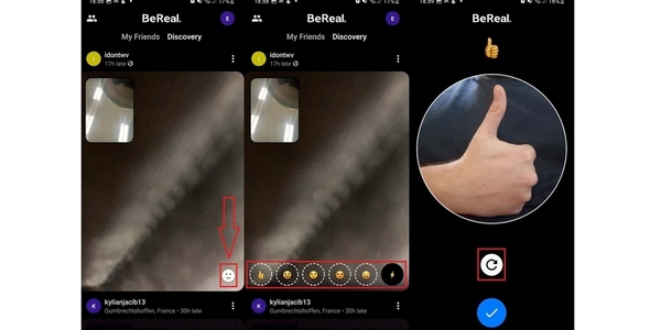 BeReal permet d'utiliser facilement des RealMojis, à l'aide de la caméra frontale de votre smartphone. 