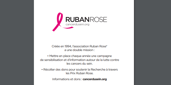 L'Association Ruban Rose diffuse un livret d'information pour la lutte contre le cancer du sein.