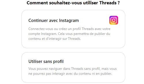 Pour créer un compte Threads, vous avez besoin d'un compte Instagram. 