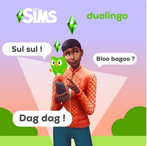 pour le 1er avril, la marque duolingo s'est associée aux sims !