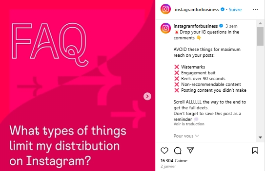 l'algorithme d'Instagram devait privilégier les Reels de moins de 90 secondes en 2025