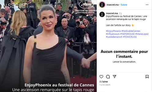 L'influenceuse EnjoyPhoenix fait partie des habituées de la Croisette. Elle collabore d'ailleurs avec de nombreuses marques pour l'occasion.