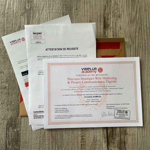 Certificat de réussite de Christelle