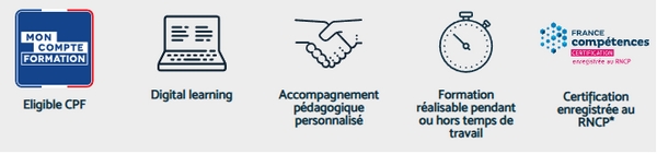 Ce Bachelor Marketing est éligible au CPF, délivré en digital learning, avec un accompagnement pédagogique personnalisé. La formation est réalisable pendant ou hors temps de travail (certification enregistrée au RNCP). 