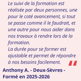 Témoignage d'un apprenant de VISIPLUS academy repris dans l'infographie EdTech France : "Le suivi de la formation est réalisée par deux personnes, une pour le côté avancement si tout se passe comme il faudrait, et une autre pour nous aider dans nos travaux à rendre lors de la formation. La durée pour se former est ajustable et permet de répondre à nos besoins facilement. "